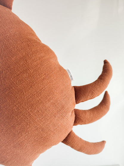 Linen Crab Cushion, Crab shaped cushion, Marine pillow, seaside decoration, maritime cushion, sea cushion, crab mascot